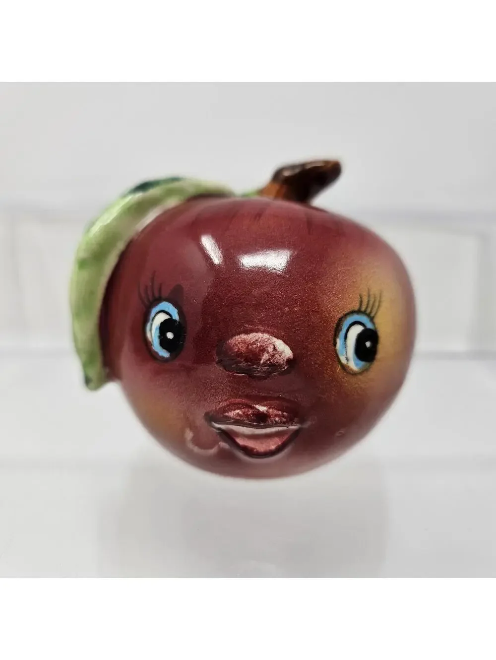 Vintage Anthropomorphic Apple Head Salt And Pepper Shakers Japan MCM Cottagecore